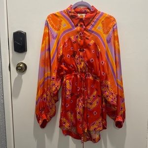 GORGEOUS Farm Rio Aztec romper 2021 collection w/ beaded belt Sz US Small